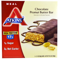 Atkins, Meal Bar, Chocolate Peanut Butter Bar, 5 Bars, 2.12 oz (60 g) Each