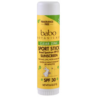 Babo Botanicals, Clear Zinc, Sport Stick Sunscreen, SPF 30, Fragrance Free, 0.6 oz (17 g)
