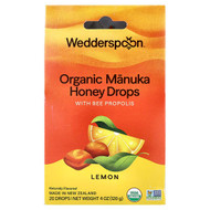 <img alt="Wedderspoon, Organic Manuka Honey Drops with Bee Propolis, Lemon, 20 Drops, 4 oz (120 g)" title="Wedderspoon, Organic Manuka Honey Drops with Bee Propolis, Lemon, 20 Drops, 4 oz (120 g),814422020375"