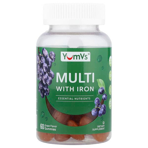 <img alt="YumVs, Multi with Iron Gummies, Grape, 60 Gummies" title="YumVs, Multi with Iron Gummies, Grape, 60 Gummies,856023007058"