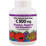 Natural Factors 100% Natural Fruit Chew C Blueberry Raspberry and Boysenberry -- 500 mg - 90 Chewable Wafers