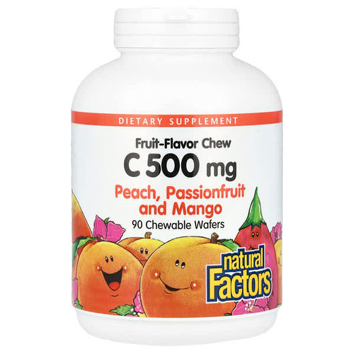 <img alt="Natural Factors, Fruit-Flavor Chew Vitamin C, Peach, Passionfruit and Mango, 500 mg, 90 Chewable Wafers" title="Natural Factors, Fruit-Flavor Chew Vitamin C, Peach, Passionfruit and Mango, 500 mg, 90 Chewable Wafers,068958013244"