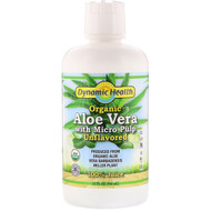 Dynamic Health  Laboratories, Organic Aloe Vera Juice with Micro Pulp 100% Juice, Unflavored, 32 fl oz (946 ml)