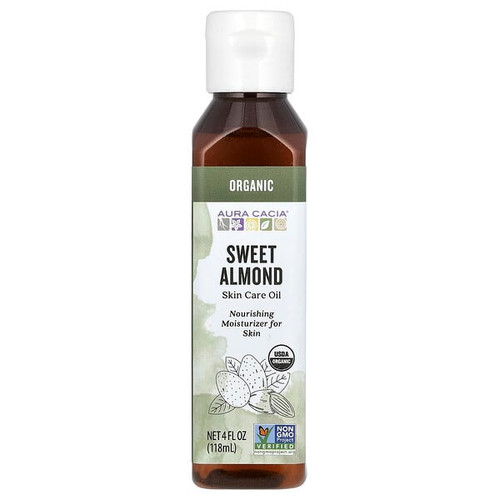<img alt="Aura Cacia, Organic, Skin Care Oil, Sweet Almond, 4 fl oz (118 ml)" title="Aura Cacia, Organic, Skin Care Oil, Sweet Almond, 4 fl oz (118 ml),051381906078"