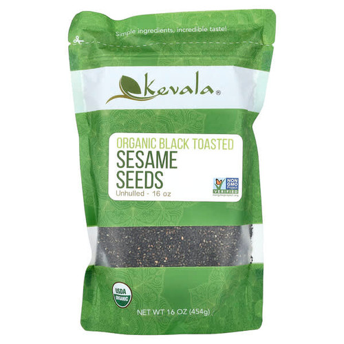 <img alt="Kevala, Organic Black Toasted Sesame Seeds, Unhulled, 16 oz (454 g)" title="Kevala, Organic Black Toasted Sesame Seeds, Unhulled, 16 oz (454 g),816536012383"