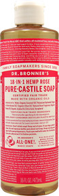 3 PACK of Dr. Bronners Pure Castile Liquid Soap Rose -- 16 fl oz