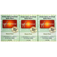 Out of Africa, Pure Shea Butter Bar Soap, Green Clay, 3 Pack, 4 oz (120 g) Each