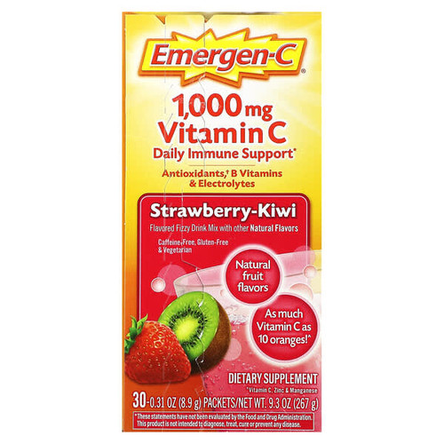 <img alt="Emergen-C, Vitamin C, Strawberry-Kiwi, 1,000 mg, 30 Packets, 0.31 oz (8.9 g) Each" title="Emergen-C, Vitamin C, Strawberry-Kiwi, 1,000 mg, 30 Packets, 0.31 oz (8.9 g) Each,076314303199"