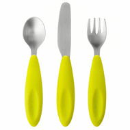 Boon, Flatware, Transitional Toddler Utensils, 18 + Months, Green, 3 Piece Set