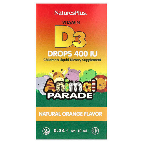 <img alt="NaturesPlus, Animal Parade, Vitamin D3 Drops, Natural Orange, 10 mcg (400 IU), 0.34 fl oz (10 ml)" title="NaturesPlus, Animal Parade, Vitamin D3 Drops, Natural Orange, 10 mcg (400 IU), 0.34 fl oz (10 ml),097467299412"
