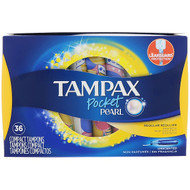 Tampax, Pocket Pearl, Regular, Unscented, 36 Tampons