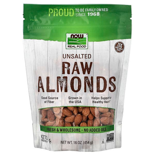 <img alt="NOW Foods, Real Food, Raw Almonds, Unsalted, 16 oz (454 g)" title="NOW Foods, Real Food, Raw Almonds, Unsalted, 16 oz (454 g),733739070050"