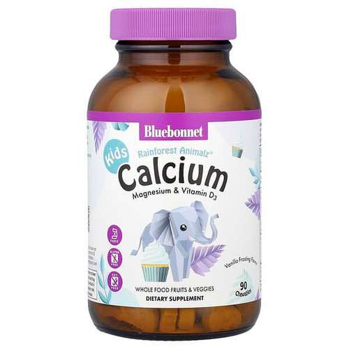 <img alt="Bluebonnet Nutrition, Kids, Rainforest Animalz, Calcium Magnesium & Vitamin D3, Vanilla Frosting, 90 Chewables" title="Bluebonnet Nutrition, Kids, Rainforest Animalz, Calcium Magnesium & Vitamin D3, Vanilla Frosting, 90 Chewables,743715001961"
