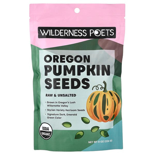 <img alt="Wilderness Poets, Organic Oregon Pumpkin Seeds, Raw & Unsalted, 8 oz (226 g)" title="Wilderness Poets, Organic Oregon Pumpkin Seeds, Raw & Unsalted, 8 oz (226 g),891617002729"