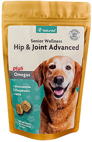 3 PACK of NaturVet Senior Wellness Hip & Joint Advanced plus Omegas for Dogs -- 120 Soft Chews