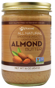 3 PACK of Vitaco Smooth & Unsalted Almond Butter - Gluten Free and Non-GMO -- 16 oz (454 g)