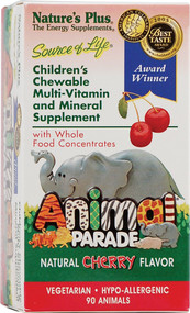 Natures Plus, Animal Parade Childrens Chewable Multi-Vitamin and Mineral,  Natural Cherry - 90 Chewables