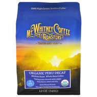 Mt. Whitney Coffee Roasters, Organic Peru Decaf, Medium Roast Whole Bean, 12 oz (340 g)