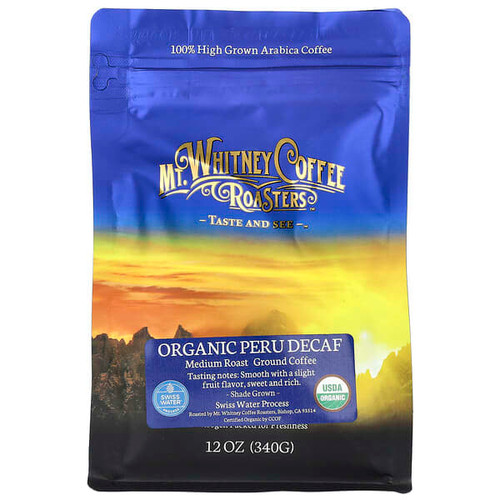 <img alt="Mt. Whitney Coffee Roasters, Organic Peru Decaf, Ground Coffee, Medium Roast, 12 oz (340 g)" title="Mt. Whitney Coffee Roasters, Organic Peru Decaf, Ground Coffee, Medium Roast, 12 oz (340 g),858645004248"