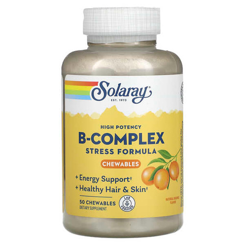 <img alt="Solaray, High Potency B-Complex, Natural Orange, 50 Chewables" title="Solaray, High Potency B-Complex, Natural Orange, 50 Chewables,076280406207"