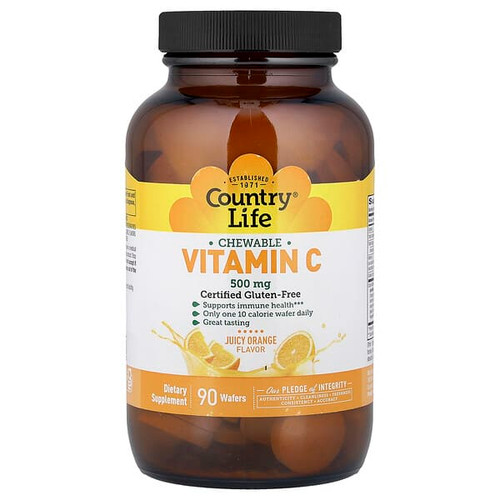 <img alt="Country Life, Vitamin C Chewable, Juicy Orange, 90 Wafers" title="Country Life, Vitamin C Chewable, Juicy Orange, 90 Wafers,015794072331"