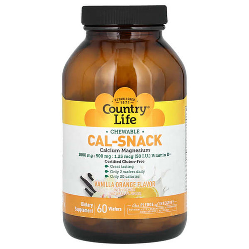 <img alt="Country Life, Cal-Snack, Chewable Calcium Magnesium, Vanilla Orange, 60 Wafers" title="Country Life, Cal-Snack, Chewable Calcium Magnesium, Vanilla Orange, 60 Wafers,015794024637"