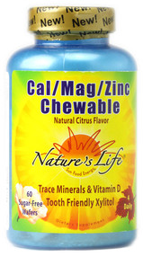 Natures Life, Cal Mag Zinc Chewable, Natural Citrus - 60 Wafers