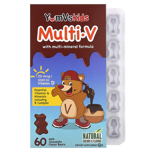 <img alt="YumVs, Kids, Multi V with Multi-Mineral Formula, Milk Chocolate , 60 Bears" title="YumVs, Kids, Multi V with Multi-Mineral Formula, Milk Chocolate , 60 Bears,899105001551"