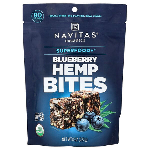 <img alt="Navitas Organics, Superfood+, Hemp Bites, Blueberry, 8 oz (227 g)" title="Navitas Organics, Superfood+, Hemp Bites, Blueberry, 8 oz (227 g),858847000109"