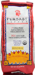 3 PACK of Puroast Organic Low Acid Whole Bean Coffee French Roast -- 12 oz