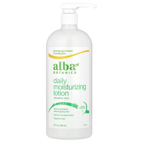 <img alt="Alba Botanica, Daily Moisturizing Lotion, Sensitive Skin, Fragrance Free, 32 fl oz (946 ml)" title="Alba Botanica, Daily Moisturizing Lotion, Sensitive Skin, Fragrance Free, 32 fl oz (946 ml),724742003692"