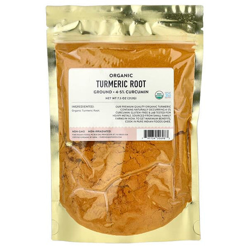 <img alt="Pure Indian Foods, Organic Turmeric Root, Ground, 7.5 oz (212 g)" title="Pure Indian Foods, Organic Turmeric Root, Ground, 7.5 oz (212 g),797734506983"