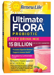 Renew Life Ultimate Flora Probiotic Fizzy Drink Mix Raspberry Lemonade - 15 billion - 10 Packets