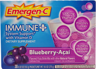 Emergen-C, Immune +,  Vitamin C Plus Vitamin D & Zinc, Blueberry-Acai, 1,000 mg, 30 Packets, 0.32 oz (9.0 g) Each