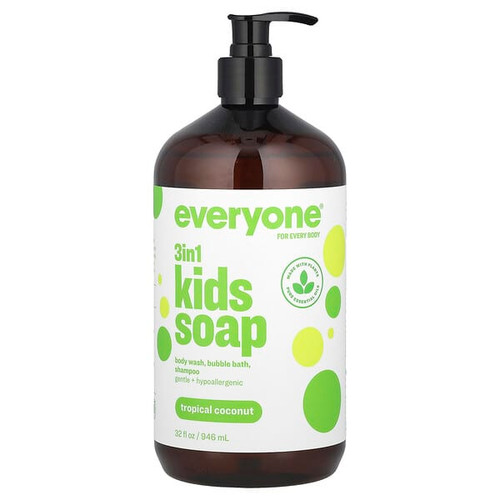 <img alt="Everyone, 3 in 1 Kids Soap, Tropical Coconut, 32 fl oz (946 ml)" title="Everyone, 3 in 1 Kids Soap, Tropical Coconut, 32 fl oz (946 ml),636874220031"