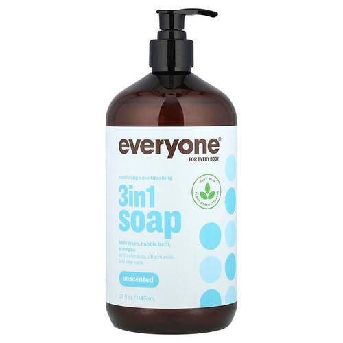 <img alt="Everyone, 3 in 1 Soap, Body Wash, Bubble Bath, Shampoo, Unscented, 32 fl oz (946 ml)" title="Everyone, 3 in 1 Soap, Body Wash, Bubble Bath, Shampoo, Unscented, 32 fl oz (946 ml),636874220376"