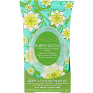Pacifica, Super Detox, Deep Purification Wipes, Kale, Cucumber & Mangosteen, 30 Pre-Moistened Natural Towelettes