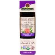 Natures Answer, 100% Pure, Organic Blend Essential Oil, Geranium & Sage , 0.5 fl oz (15 ml)