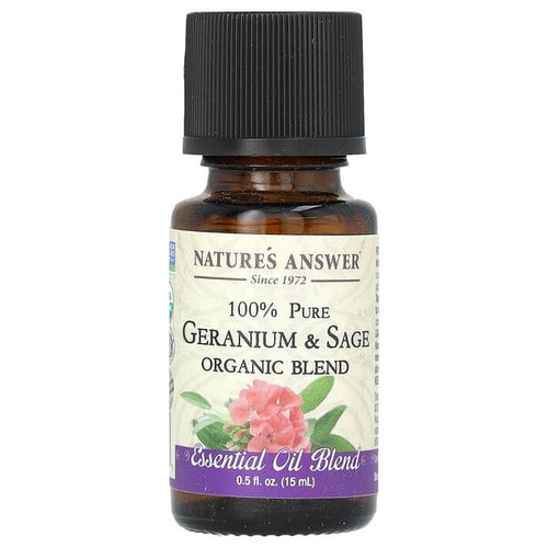 <img alt="Natures Answer, 100% Pure Organic Essential Oil Blend, Geranium & Sage, 0.5 fl oz (15 ml)" title="Natures Answer, 100% Pure Organic Essential Oil Blend, Geranium & Sage, 0.5 fl oz (15 ml),083000266911"