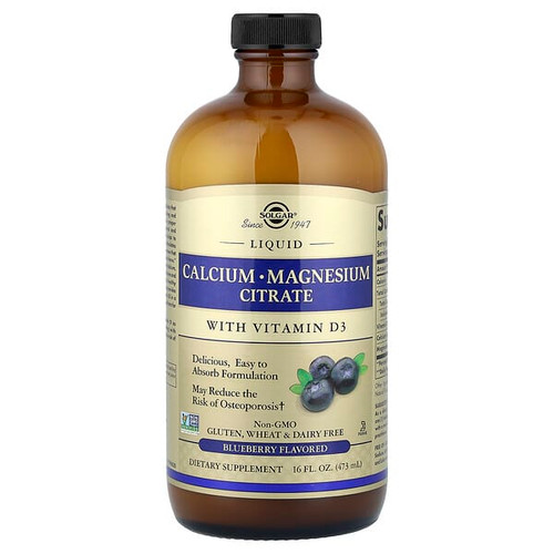 <img alt="Solgar, Liquid Calcium Magnesium Citrate with Vitamin D3, Blueberry, 16 fl oz (473 ml)" title="Solgar, Liquid Calcium Magnesium Citrate with Vitamin D3, Blueberry, 16 fl oz (473 ml),033984358317"