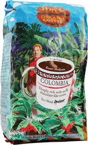 Jims Organic Coffee Whole Bean Medium Roast Colombian -- 12 oz