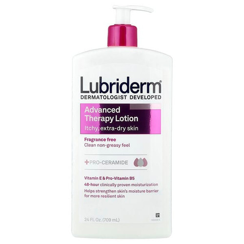 <img alt="Lubriderm, Advanced Therapy Lotion, Itchy, Extra-Dry Skin, Fragrance Free, 24 fl oz (709 ml)" title="Lubriderm, Advanced Therapy Lotion, Itchy, Extra-Dry Skin, Fragrance Free, 24 fl oz (709 ml),052800482623"