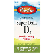 <img alt="Carlson, Super Daily D3, 50 mcg (2,000 IU), 0.35 fl oz (10.3 ml)" title="Carlson, Super Daily D3, 50 mcg (2,000 IU), 0.35 fl oz (10.3 ml),088395012808"