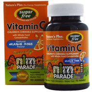 Natures Plus, Source of Life, Animal Parade, Vitamin C, Childrens Chewable Supplement, Sugar Free, Natural Orange Juice Flavor, 90 Animal-Shaped Tablets