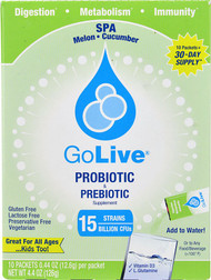 GoLive Probiotic and Prebiotic Drink Mix SPA  Melon Cucumber - 15 billion CFUs - 10 Packets