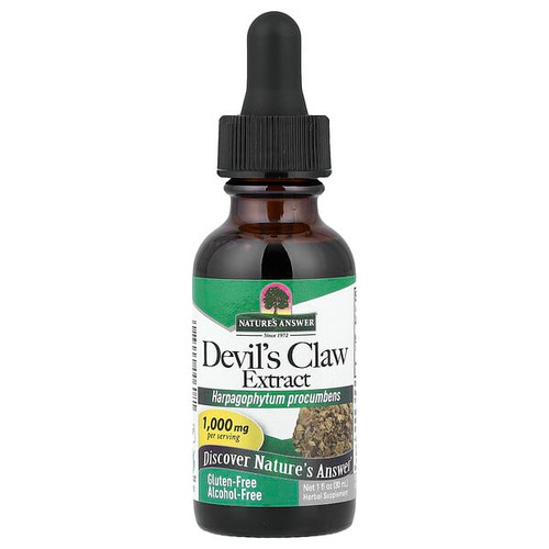 <img alt="Natures Answer, Devils Claw Extract, Alcohol-Free, 1,000 mg, 1 fl oz (30 ml)" title="Natures Answer, Devils Claw Extract, Alcohol-Free, 1,000 mg, 1 fl oz (30 ml),083000006081"