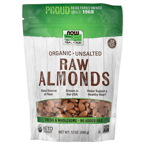 <img alt="NOW Foods, Real Food, Organic Raw Almonds, Unsalted, 12 oz (340 g)" title="NOW Foods, Real Food, Organic Raw Almonds, Unsalted, 12 oz (340 g),733739070418"