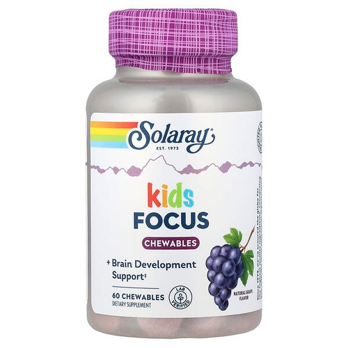 <img alt="Solaray, Kids Focus Chewables, Natural Grape, 60 Chewables" title="Solaray, Kids Focus Chewables, Natural Grape, 60 Chewables,076280083781"