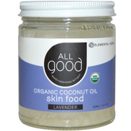 Elemental Herbs All Good Organic Coconut Oil Skin Food Lavender -- 7.5 fl oz