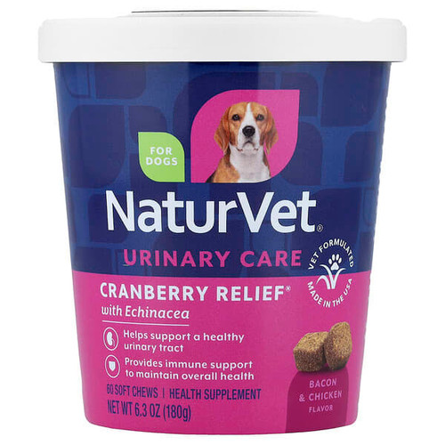 <img alt="NaturVet, Urinary Care, Cranberry Relief with Echinacea, For Dogs, Bacon & Chicken, 60 Soft Chews, 6.3 oz (180 g)" title="NaturVet, Urinary Care, Cranberry Relief with Echinacea, For Dogs, Bacon & Chicken, 60 Soft Chews, 6.3 oz (180 g),797801036962"